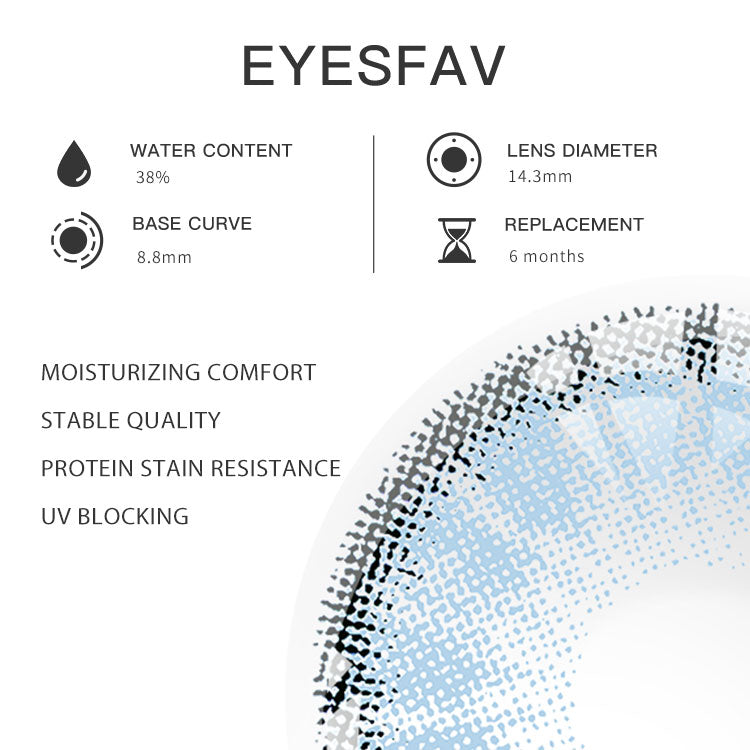 Eyesfav 【Prescription】Iris Blue Colored Contact Lenses Parameters